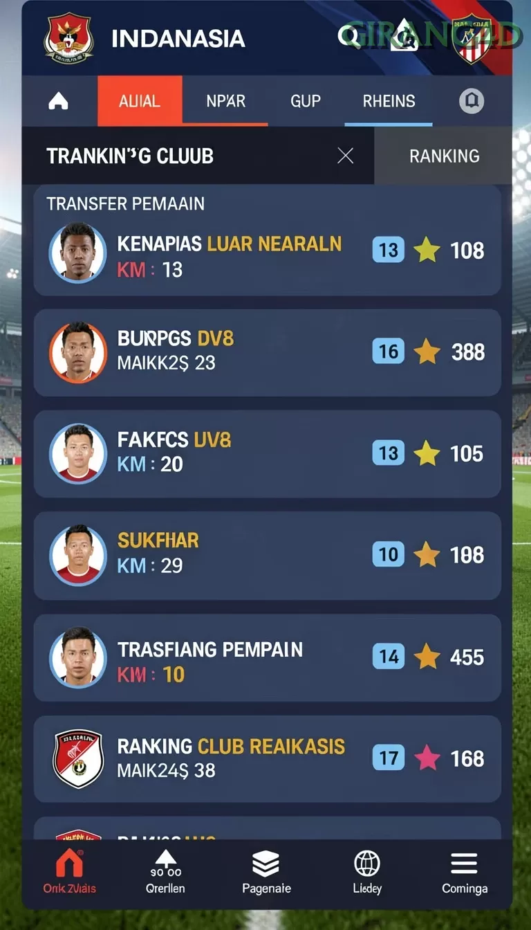 Cuplikan layar MEGA188 — aktivitas